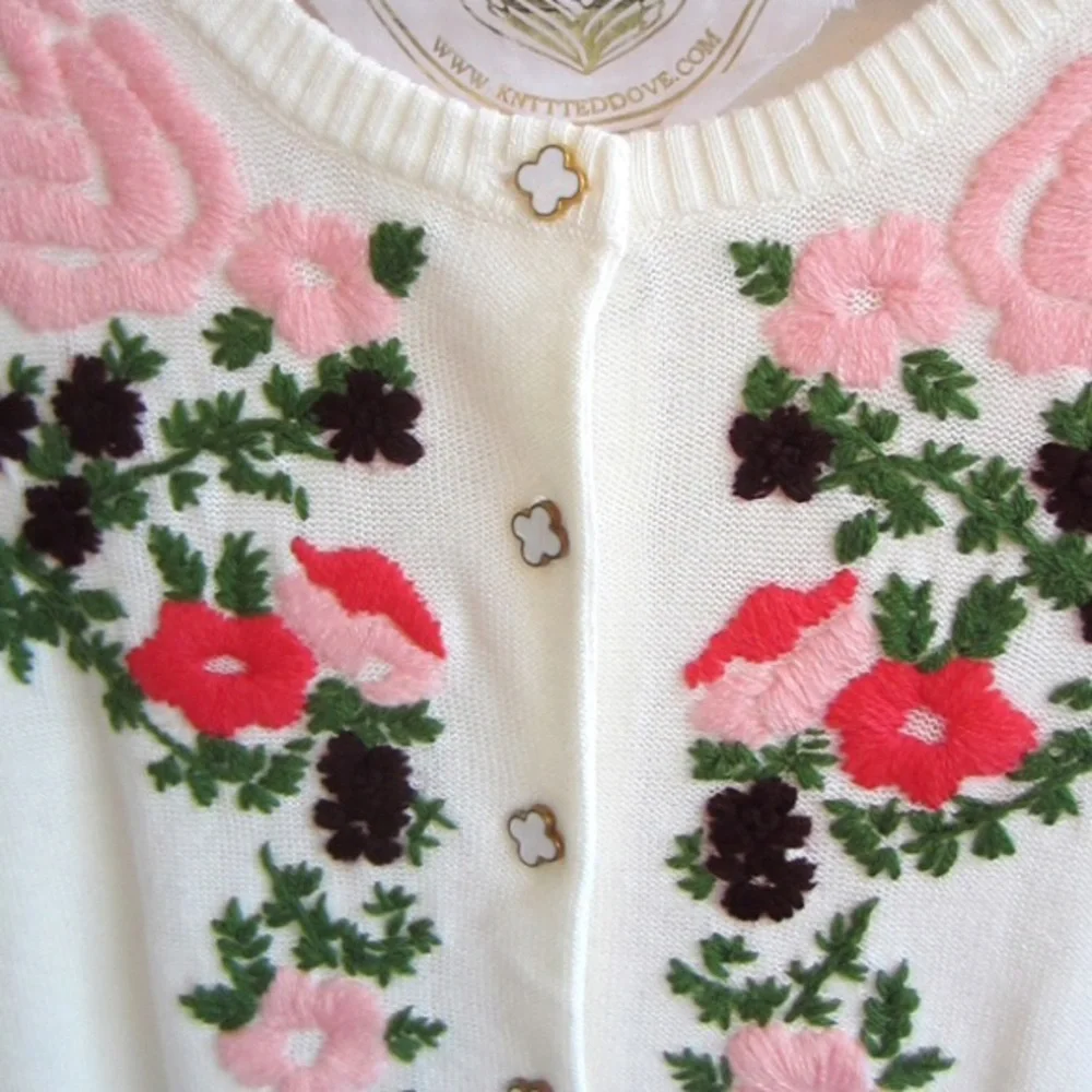 Modcloth White Floral Embroidered Cardigan - Picture 2 of 4